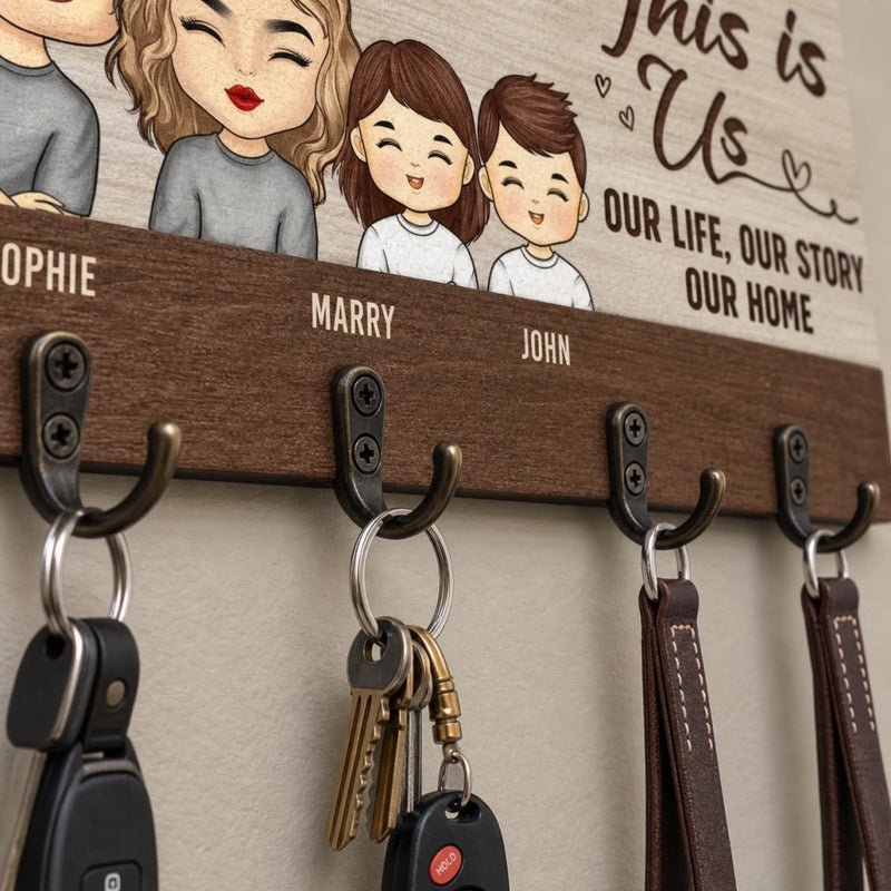 Home Sweet Home - Family Personalized Custom Home Decor Key Hanger, Key Holder - House Warming Gift For Family Members, Pet Owners, Pet Lovers