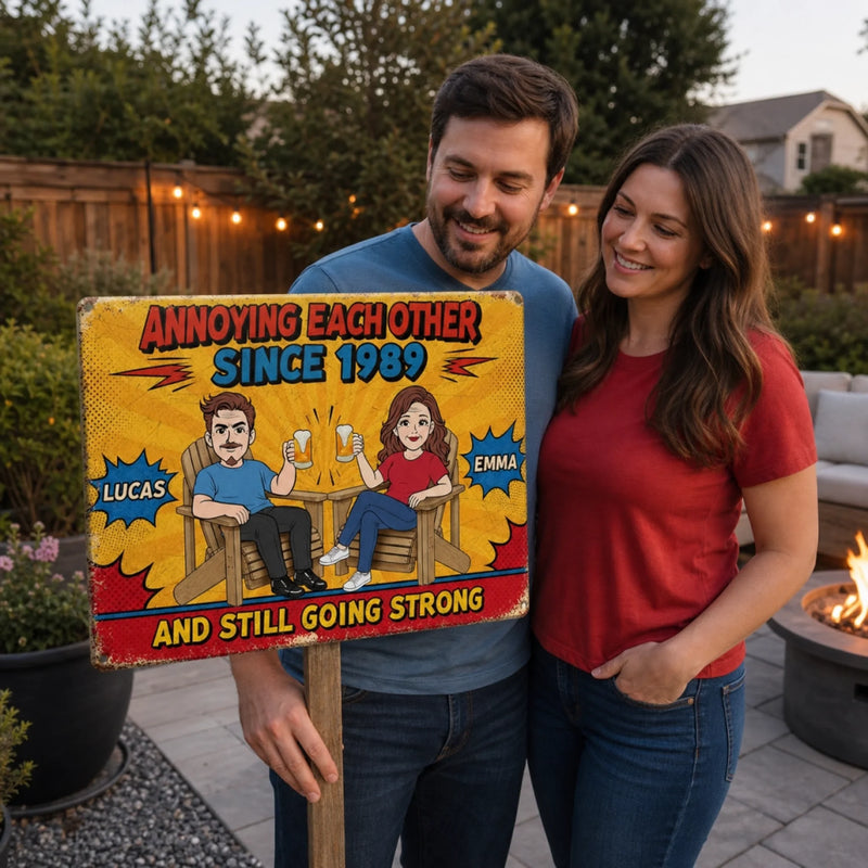 Custom Home Decor Metal Sign - Personalized  Anniversary Wedding Gifts For Husband And Wife, Him And Her - My Favorite Person To Annoy