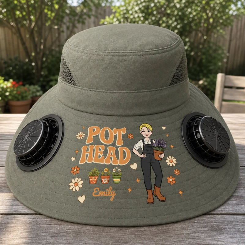 Custom Hat With Fans Solar Power - Personalized Birthday Garden Gifts For Gardeners - Living My Happiest Earthy Dream