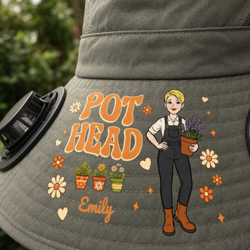Custom Hat With Fans Solar Power - Personalized Birthday Garden Gifts For Gardeners - Living My Happiest Earthy Dream