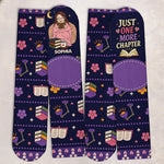 Custom Crew Socks - Personalized Bookish Gifts For Book Lovers, Bookworms, Readers - Happiness Is A Good Book
