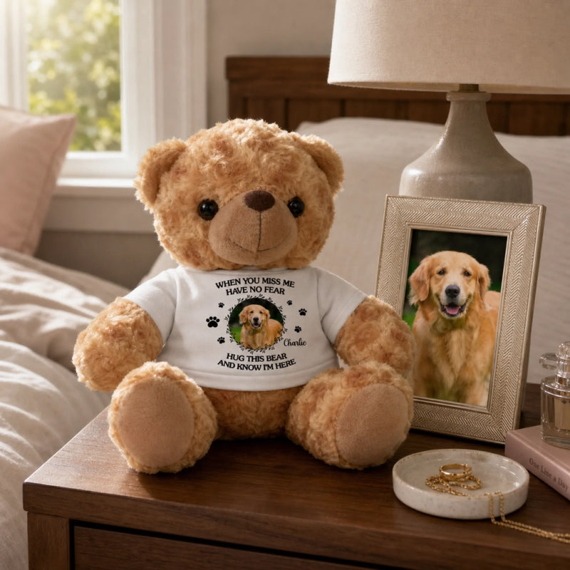 Custom Photo When You Miss Me - Memorial Personalized Custom Teddy Bear Plush - Sympathy Gift For Pet Owners, Pet Lovers