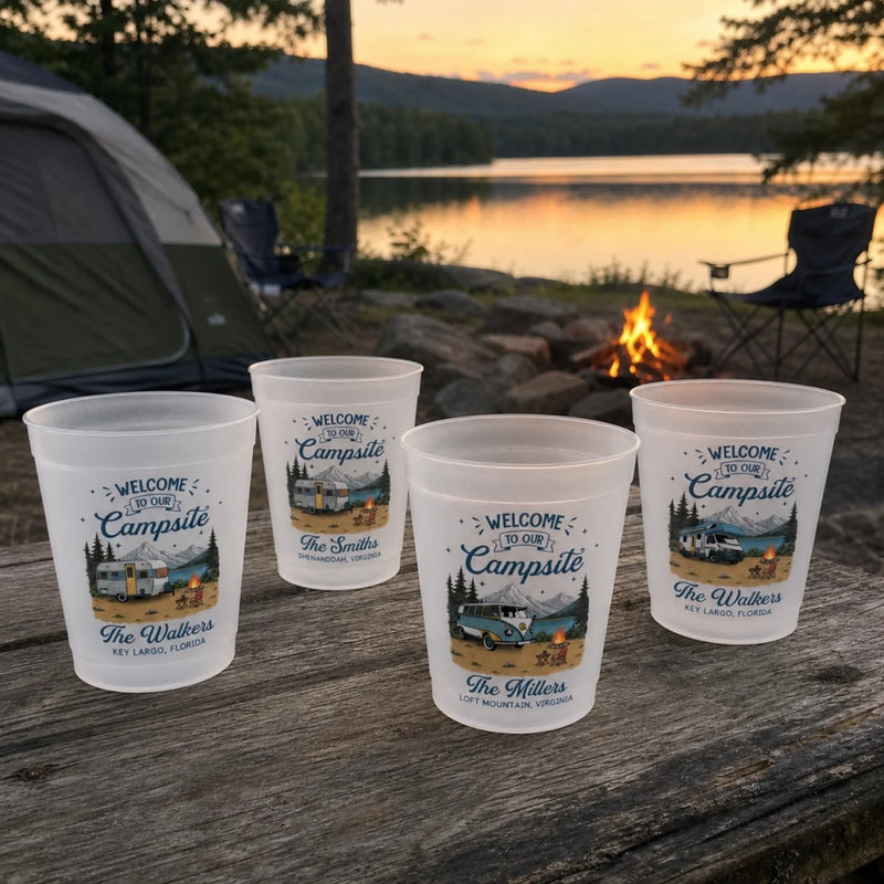 Custom Party Cups - Personalized Birthday Camping Gifts For Campers - Happy Camper For Life