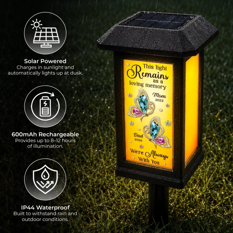 Custom Solar Garden Light - Personalized Memorial Sympathy Gifts For Loss Of Mom, Dad - Forever Remembered Forever Loved