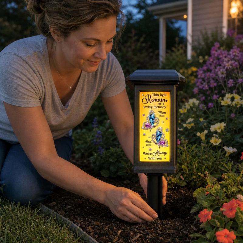 Custom Solar Garden Light - Personalized Memorial Sympathy Gifts For Loss Of Mom, Dad - Forever Remembered Forever Loved