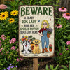 Custom Home Decor Metal Sign - Personalized  Birthday Garden Gifts For Gardeners, Dog Lovers, Dog Dad And Mom - The Crazy Dog Lady Lives Here