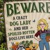 Custom Home Decor Metal Sign - Personalized  Birthday Garden Gifts For Gardeners, Dog Lovers, Dog Dad And Mom - The Crazy Dog Lady Lives Here