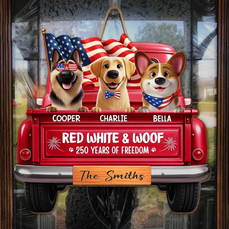 Custom America 250th Anniversary Wood Sign - Personalized Birthday Gifts For Dog Lovers, Dog Dad And Mom - Freedom Starts Here