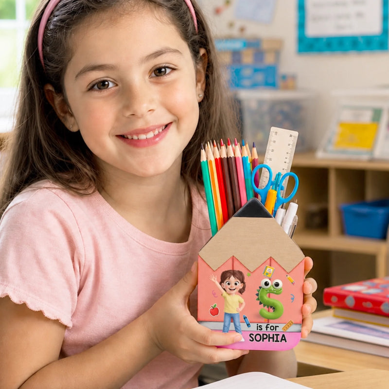 Custom Kids Wooden Pencil Pen Holder - Personalized Back To School Gifts For Kids - Ready To Shine