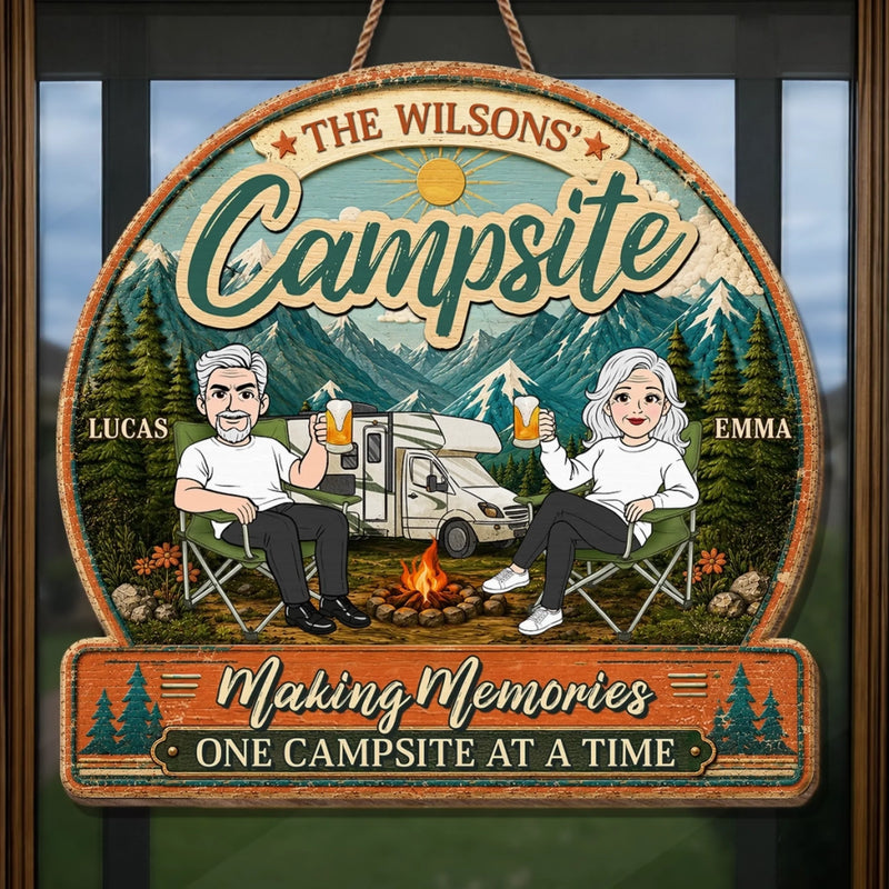 Custom Wood Sign - Personalized Anniversary Wedding Camping Gifts For Campers, Husband And Wife, Him And Her - Camp Life Best Life