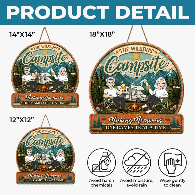 Custom Wood Sign - Personalized Anniversary Wedding Camping Gifts For Campers, Husband And Wife, Him And Her - Camp Life Best Life