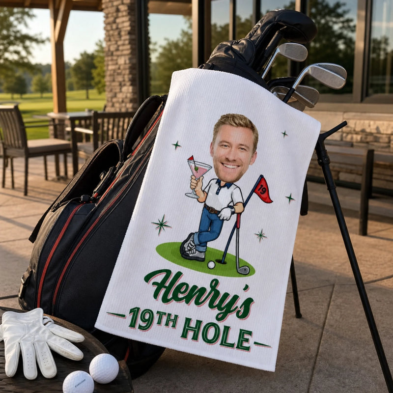 Custom Photo Golf Towel - Personalized Birthday Gifts For Golf Lovers, Sports Fans, Sports Lovers - Golf Is My Happy Place
