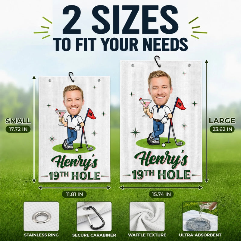 Custom Photo Golf Towel - Personalized Birthday Gifts For Golf Lovers, Sports Fans, Sports Lovers - Golf Is My Happy Place