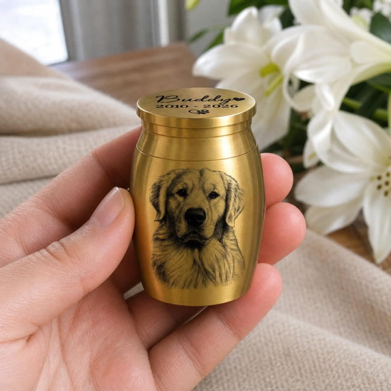 Custom Photo Memorial Urn - Personalized Pet Memorial Sympathy Gifts For Loss Of Dog, Cat – Rest In Love
