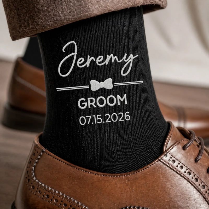 Custom Embroidered Socks - Personalized Groomsmen Proposal Wedding Gifts For Groomsmen - The Groomsmen Crew
