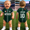 Custom Mexico World Football Baby Jersey Bodysuit
 - Personalized Baby Shower, Gender Reveal Gifts For New Moms, New Dads, Football Lovers - Born To Be MVP