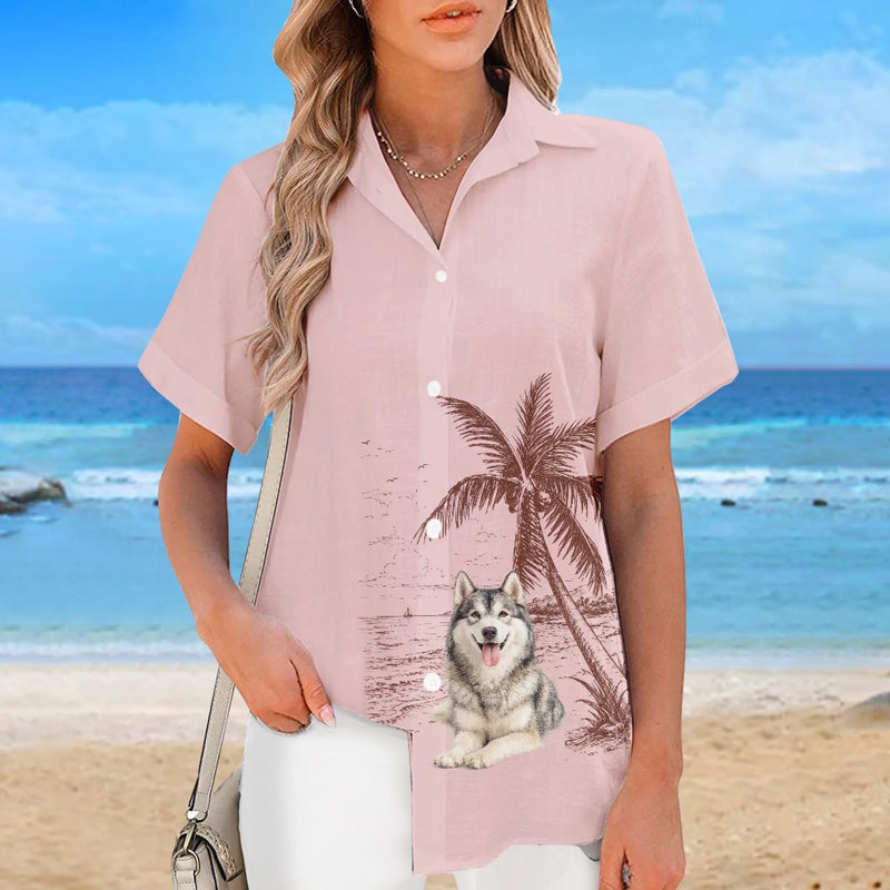 Custom Photo Unisex Tropical Hawaiian Aloha Shirt - Personalized Summer Vacation And Travel Gifts For Dog Cat Lovers, Dog Dad And Mom, Cat Owners - Paradise Is Here