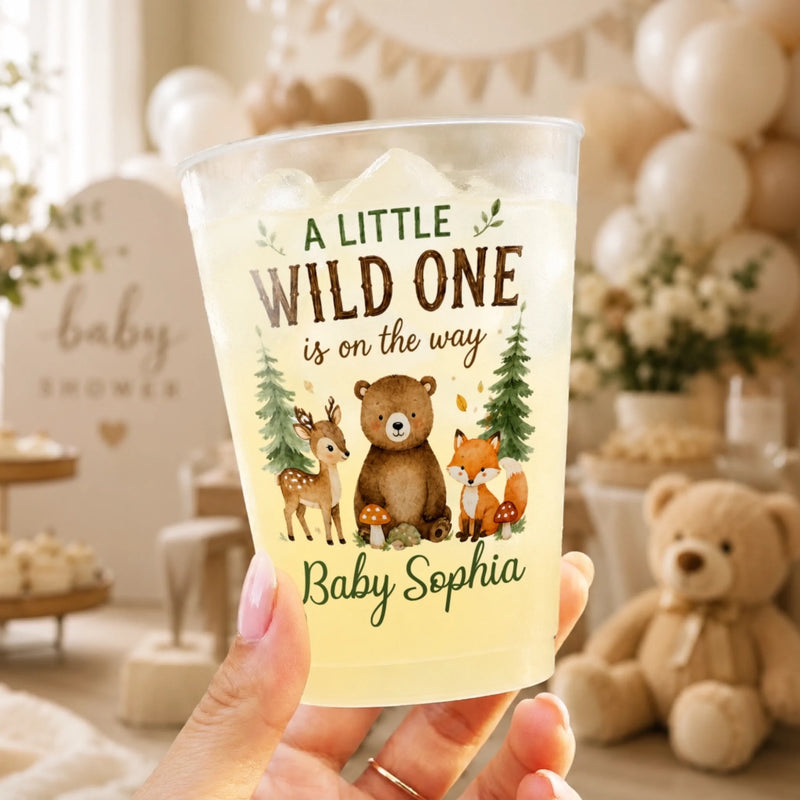 Custom Party Cups - Personalized Baby Shower, Gender Reveal Gifts For New Moms, New Dads, New Parents - A Little Wild One