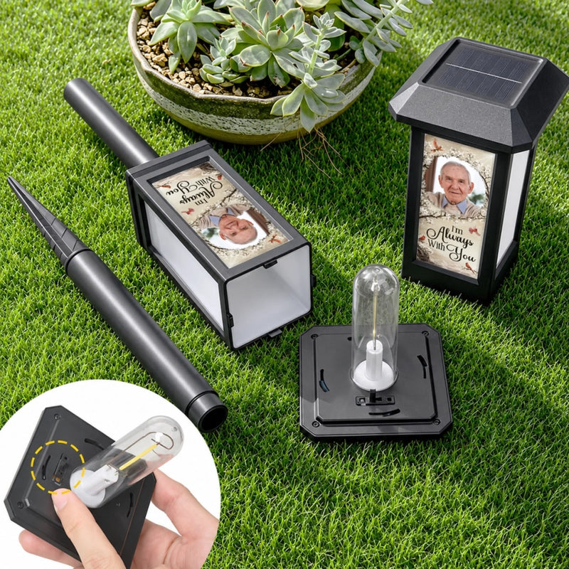 Custom Photo Solar Garden Light - Personalized Memorial Sympathy Gifts For Loss Of Mom, Dad - Gone From Sight Not From Heart