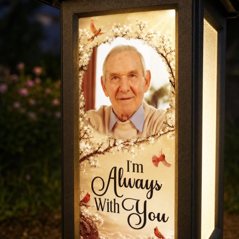 Custom Photo Solar Garden Light - Personalized Memorial Sympathy Gifts For Loss Of Mom, Dad - Gone From Sight Not From Heart