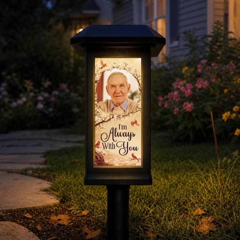 Custom Photo Solar Garden Light - Personalized Memorial Sympathy Gifts For Loss Of Mom, Dad - Gone From Sight Not From Heart