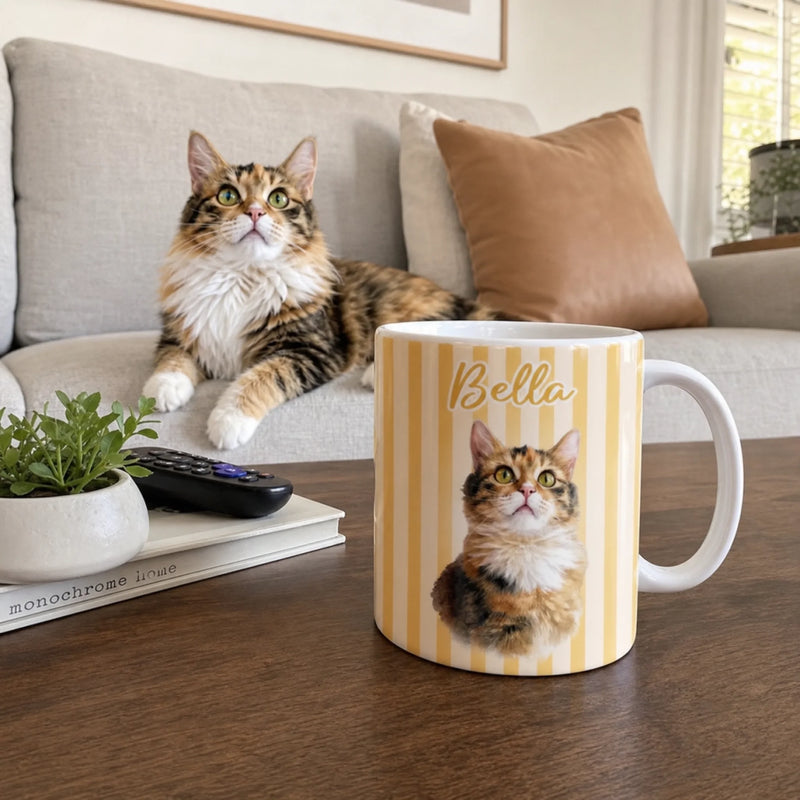 Custom Photo Accent Mug - Personalized Birthday Gifts For Dog Cat Lovers, Dog Dad And Mom, Cat Owners -  My Therapist Has Paws
