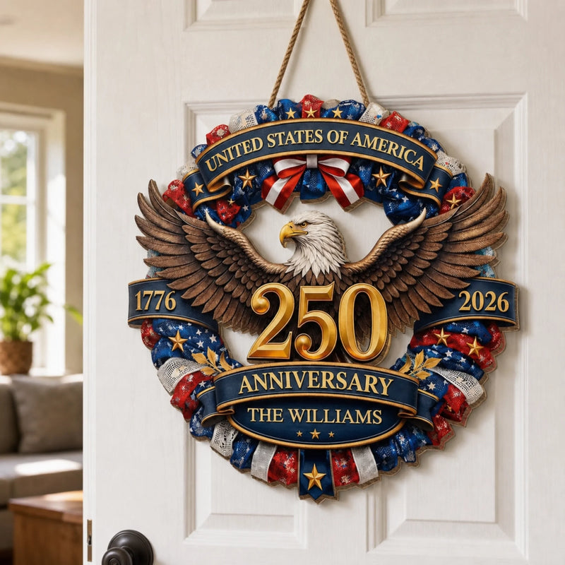 Custom Wood Sign - Personalized America 250th Anniversary Gifts For Mom, Dad, Brother, Sister, Kids - Strength That Stands The Test Of Time