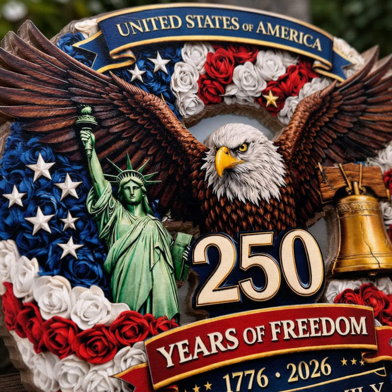Custom Wood Sign - Personalized America 250th Anniversary Gifts For Mom, Dad, Brother, Sister, Kids - Proud Hearts, Strong Nation