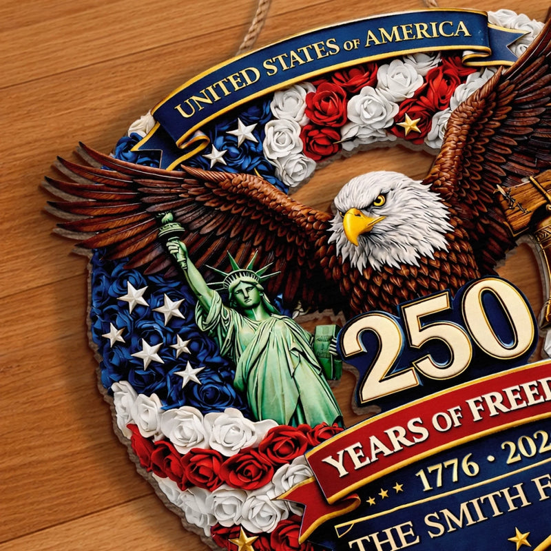 Custom Wood Sign - Personalized America 250th Anniversary Gifts For Mom, Dad, Brother, Sister, Kids - Proud Hearts, Strong Nation