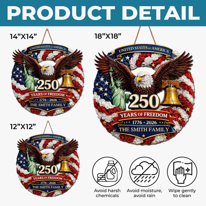 Custom Wood Sign - Personalized America 250th Anniversary Gifts For Mom, Dad, Brother, Sister, Kids - Proud Hearts, Strong Nation
