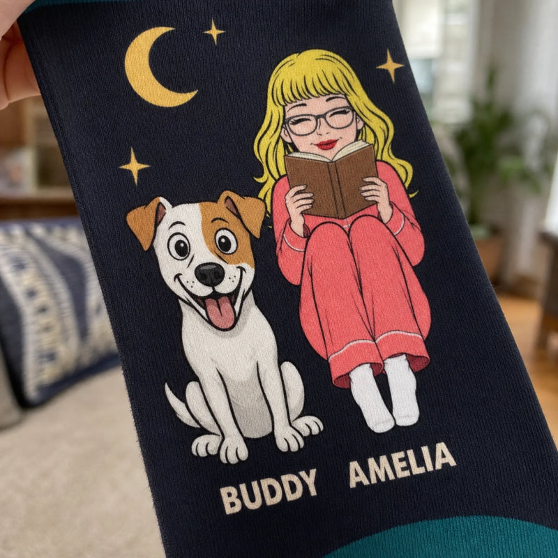Custom Crew Socks - Personalized Bookish Gifts For Book Lovers, Bookworms, Readers, Dog Lovers, Dog Mom - Lost In A Good Book