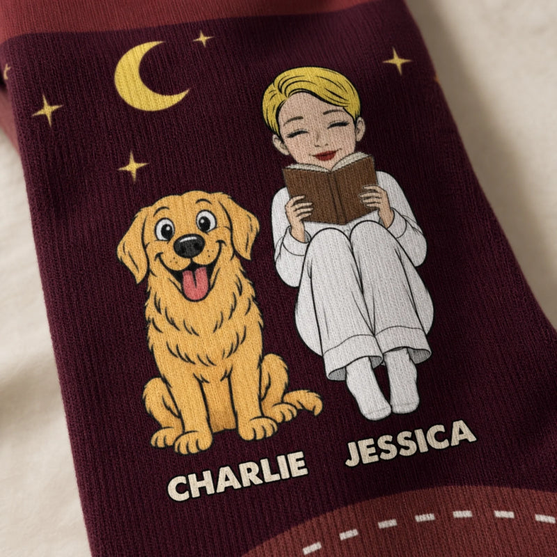 Custom Crew Socks - Personalized Bookish Gifts For Book Lovers, Bookworms, Readers, Dog Lovers, Dog Mom - Read More, Worry Less