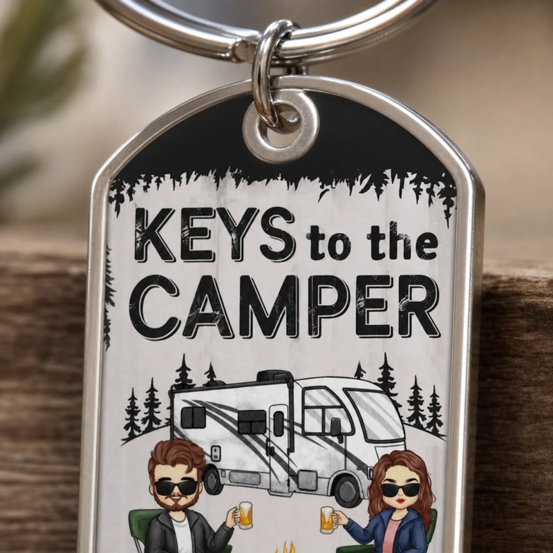 Unlock The Adventure With The Keys To The Camper - Camping Personalized Custom Keychain - Gift For Couple, Husband Wife, Camping Lovers