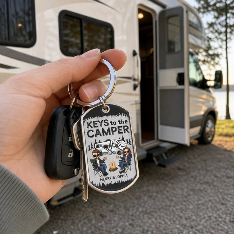 Unlock The Adventure With The Keys To The Camper - Camping Personalized Custom Keychain - Gift For Couple, Husband Wife, Camping Lovers