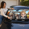 Pawsome Road Trips Ahead - Dog & Cat Personalized Custom Auto Windshield Sunshade, Car Window Protector - Gift For Pet Owners, Pet Lovers