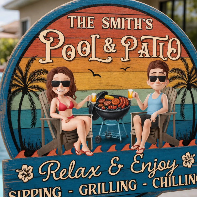 Custom Wood Sign - Personalized Summer Vacation And Travel Gifts For Husband And Wife, Him And Her - Sunshine And Sips