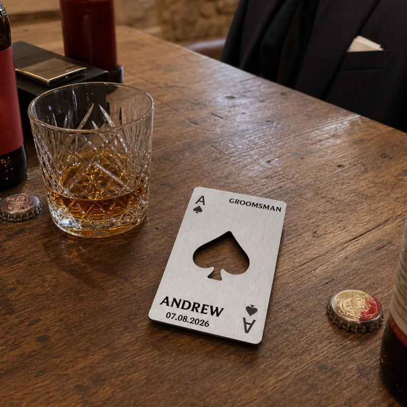 Custom Ace Of Spades Bottle Opener - Personalized Groomsmen Proposal Wedding Gifts For Groomsmen - Proud Groomsman