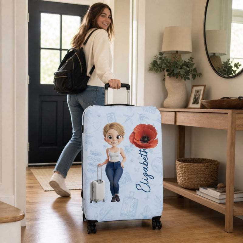 Custom Luggage Cover - Personalized Summer Vacation And Travel Gifts For Women, Besties, Sisters, BFF - Wander Far Live Fully
