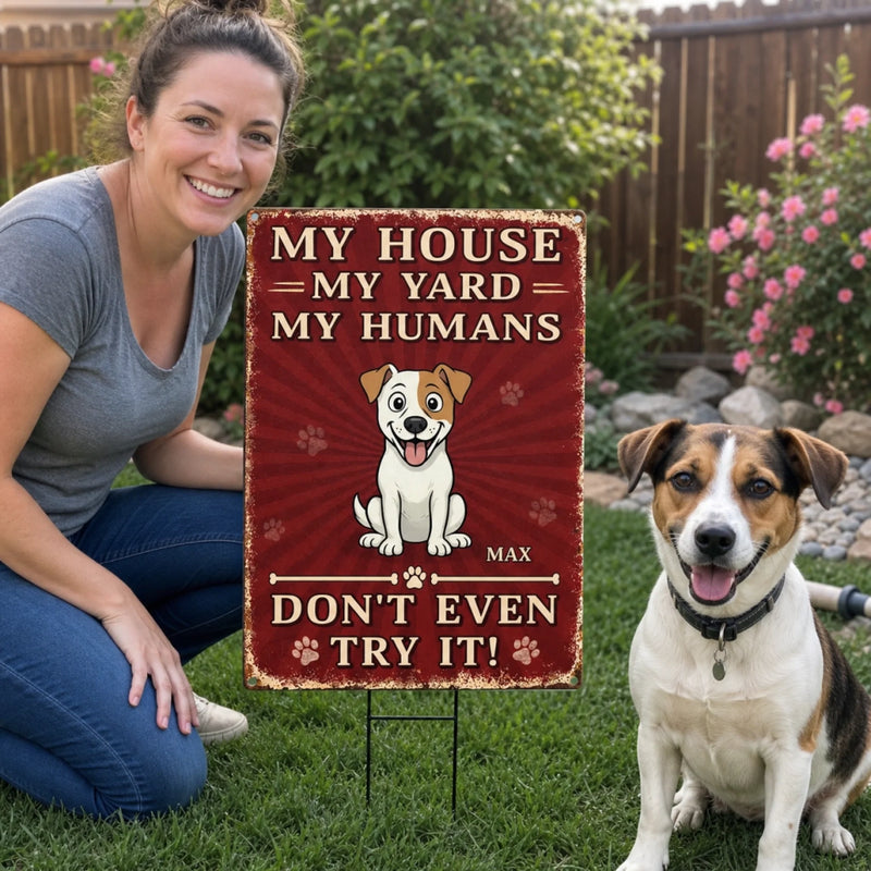 Custom Home Decor Metal Sign - Personalized  Birthday Gifts For Dog Lovers, Dog Dad And Mom - Protected By Furry Chaos
