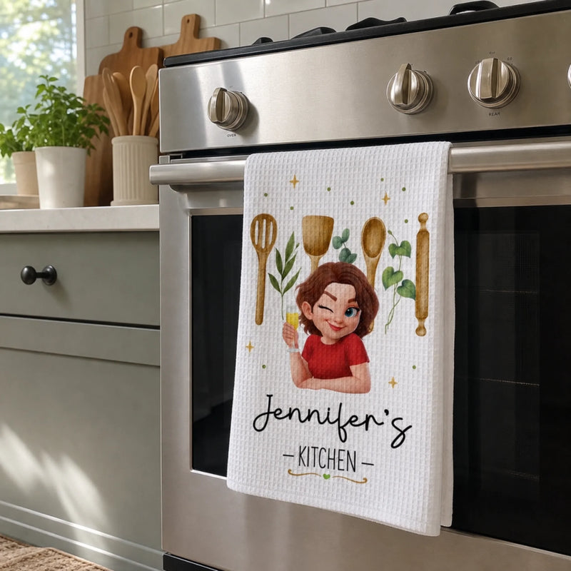 Custom Kitchen Towel - Personalized Birthday Gifts For Her, Mom, Grandma - A Pinch Of Happiness