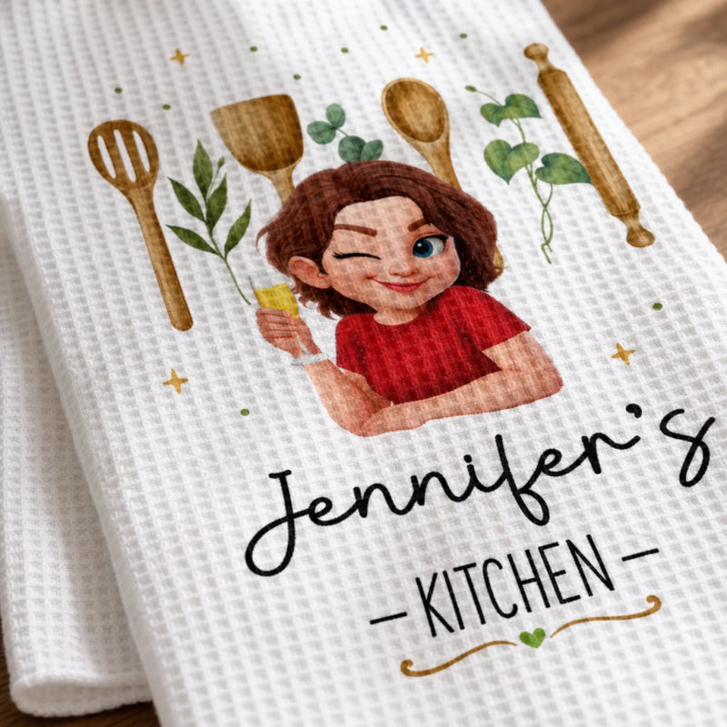 Custom Kitchen Towel - Personalized Birthday Gifts For Her, Mom, Grandma - A Pinch Of Happiness