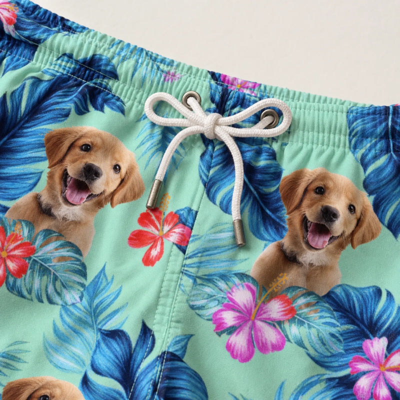 Custom Photo Paws Out, Sun's Out - Dog & Cat Personalized Custom Tropical Hawaiian Aloha Men Beach Shorts - Summer Vacation Gift For Pet Owners, Pet Lovers