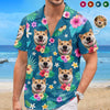 Custom Photo Unisex Tropical Hawaiian Aloha Shirt - Personalized Summer Vacation And Travel Gifts For Dog Cat Lovers, Dog Dad And Mom, Cat Owners - Sun Sand And Paws
