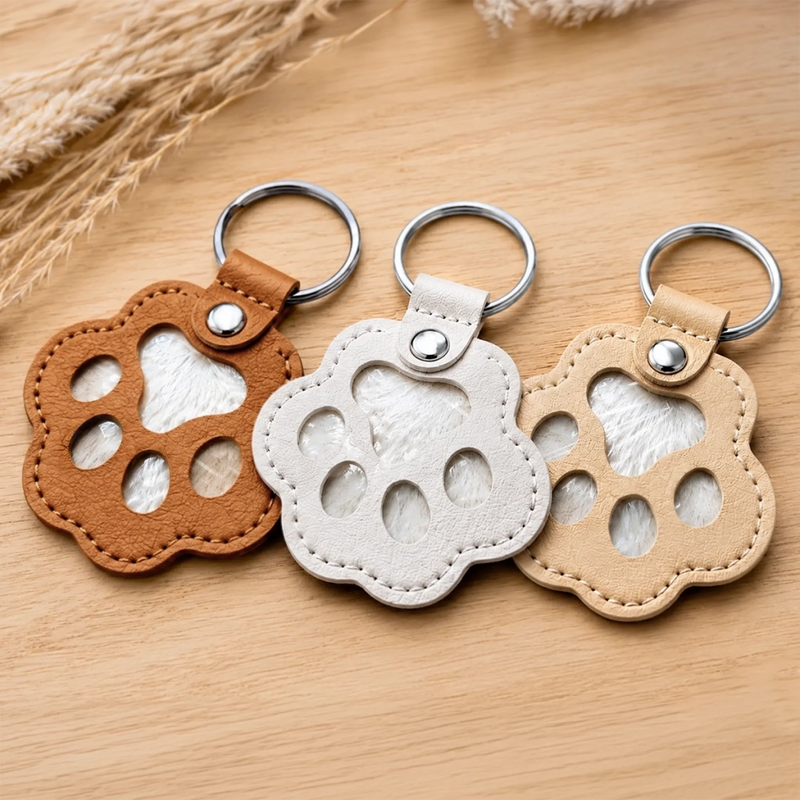 Custom Photo Leather Pet Hair Keychain - Personalized Pet Memorial Sympathy Gifts For Dogs, Cats - Always In My Heart