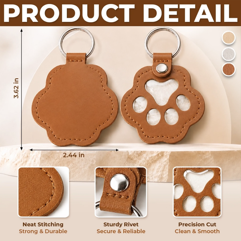 Custom Photo Leather Pet Hair Keychain - Personalized Pet Memorial Sympathy Gifts For Dogs, Cats - Always In My Heart