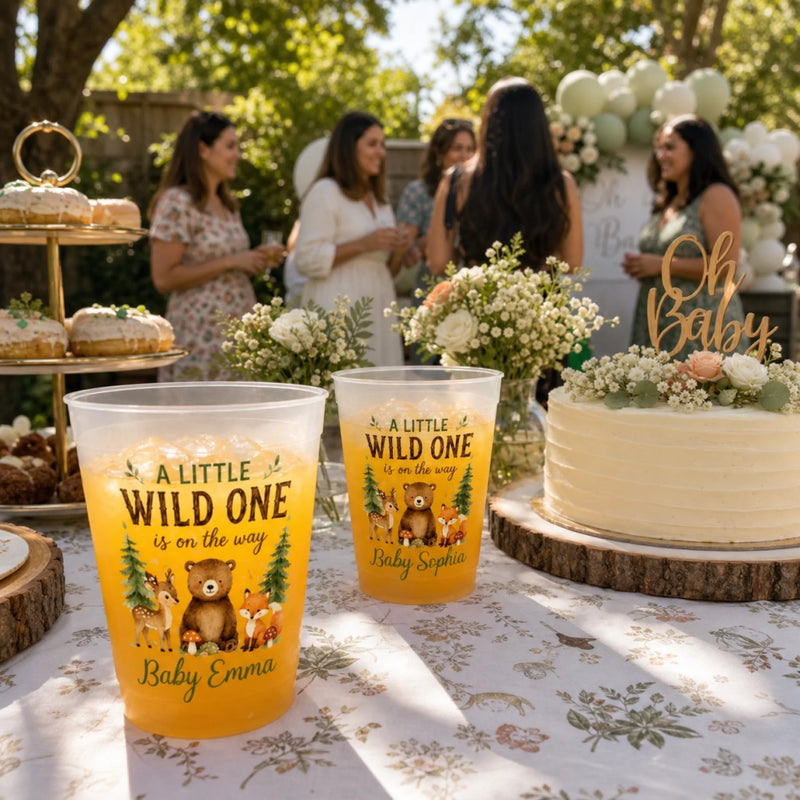 Custom Party Cups - Personalized Baby Shower, Gender Reveal Gifts For New Moms, New Dads, New Parents - A Little Wild One