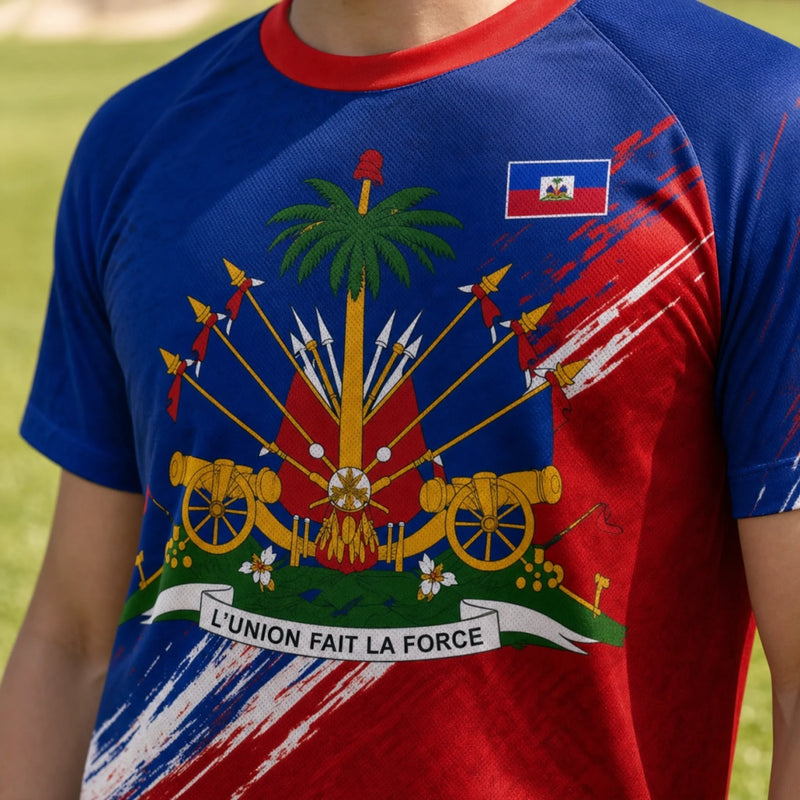 Custom Men's Haiti World Football Jersey Shirt - Personalized Birthday Gifts For Football Lovers, Sports Fans, Sports Lovers - Chasing Goals, Repping My Roots