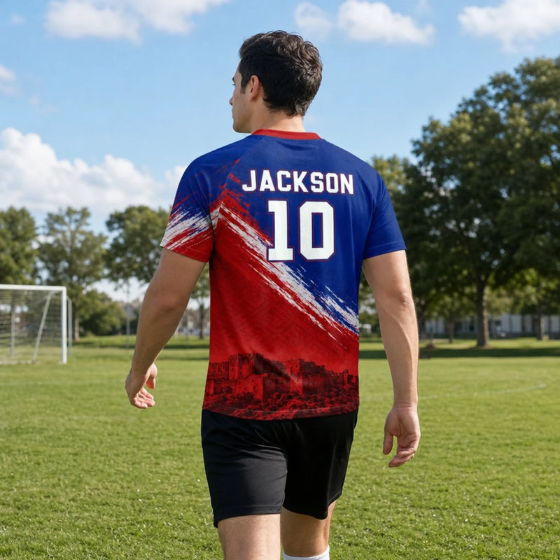 Custom Men's Haiti World Football Jersey Shirt - Personalized Birthday Gifts For Football Lovers, Sports Fans, Sports Lovers - Chasing Goals, Repping My Roots