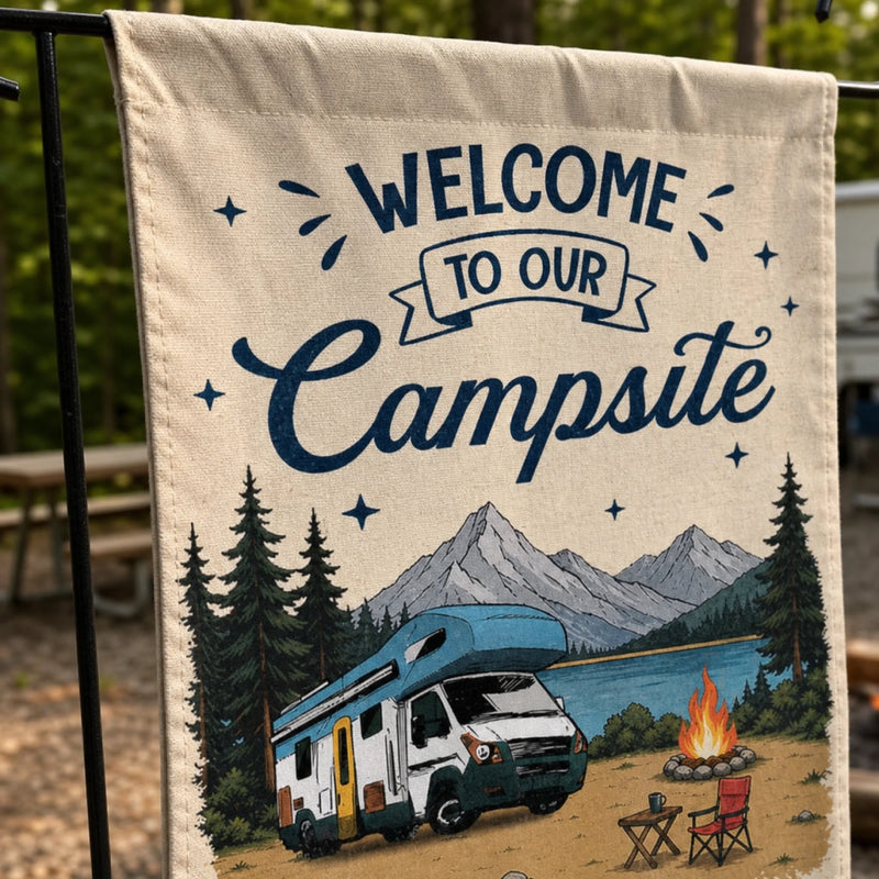 Custom Flag - Personalized Summer Vacation And Travel Camping Gifts For Campers, Mom, Dad, Brother, Sister, Kids - Adventure Awaits