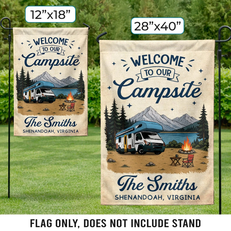 Custom Flag - Personalized Summer Vacation And Travel Camping Gifts For Campers, Mom, Dad, Brother, Sister, Kids - Adventure Awaits